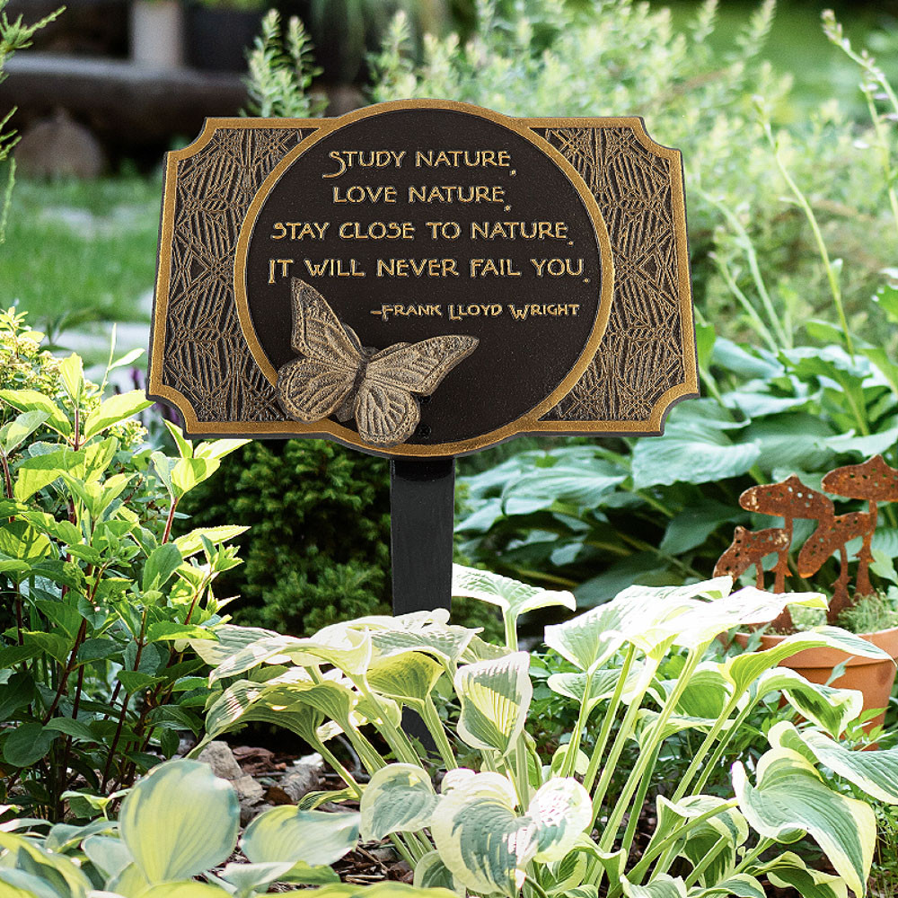 Frank Lloyd Wright Study Nature Garden Plaque Dark Bronze / Gold Style Shot