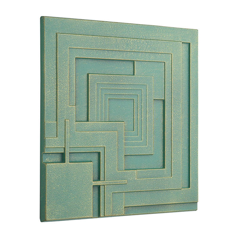 Frank Lloyd Wright Ennis Tile Plaques Set of 4 Bronze Verdigris Angle