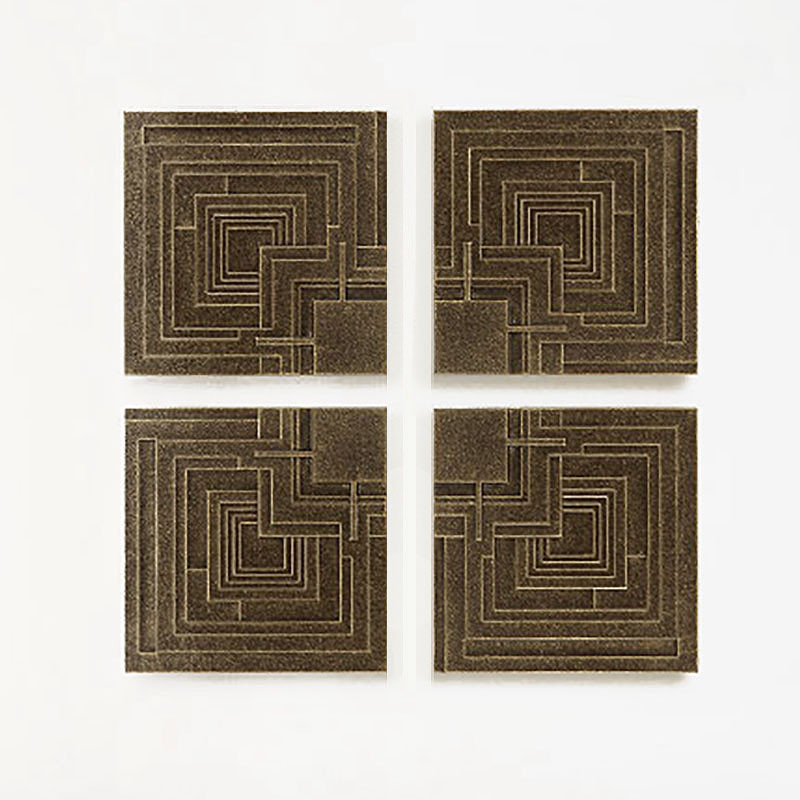 Frank Lloyd Wright Ennis Tile Plaques Set of 4 Antique Brass