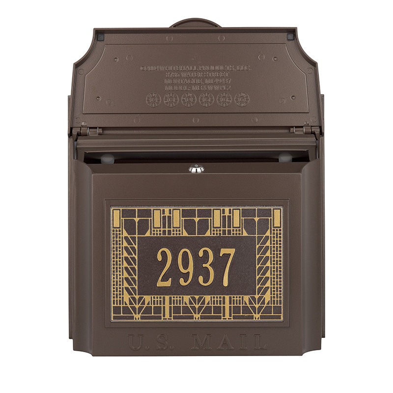 Frank Lloyd Wright Custom Locking Wall Mailbox Open