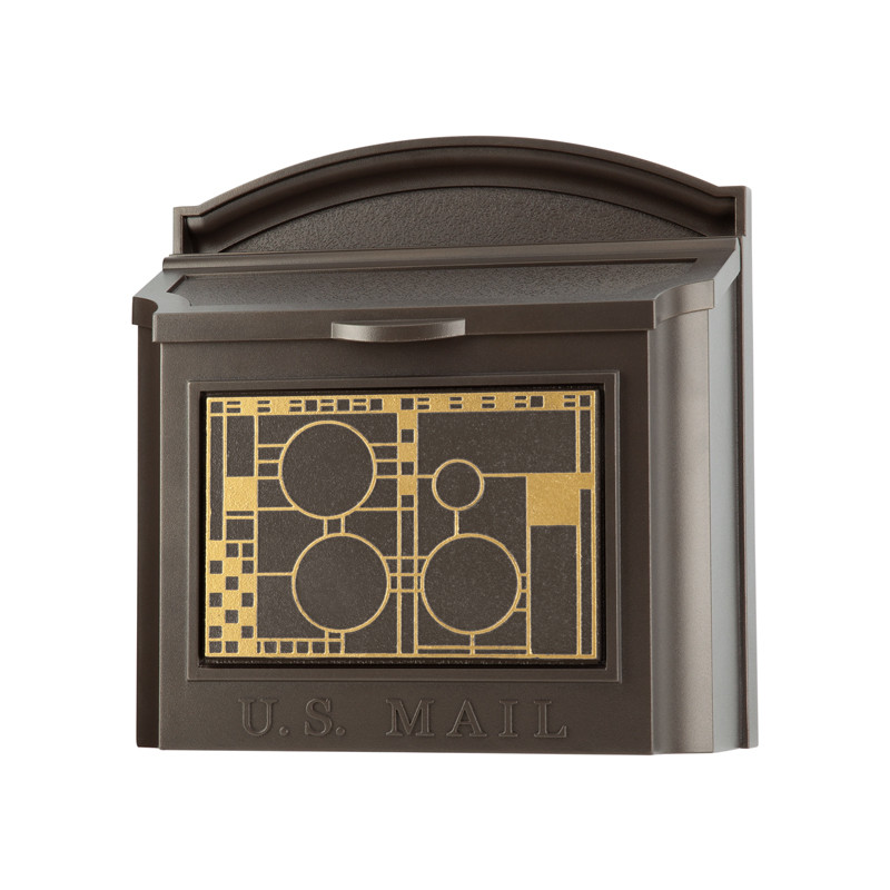 Frank Lloyd Wright Locking Wall Mailbox - Bronze / Gold - Coonley