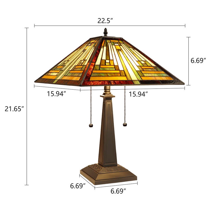 Arts & Crafts Innes 2 Stained Glass Table Lamp Dimensions