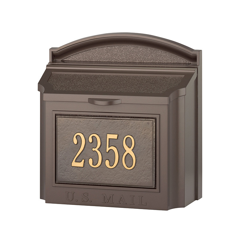 Modern Custom Locking Wall Mailbox - Bronze / Gold