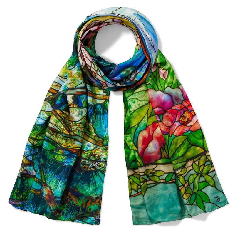 Met Museum Louis C. Tiffany Garden Landscape 100% Silk Scarf