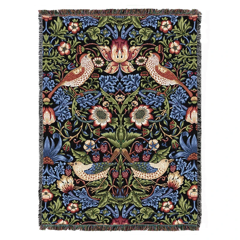 William Morris Strawberry Thief Tapestry Throw Blanket
