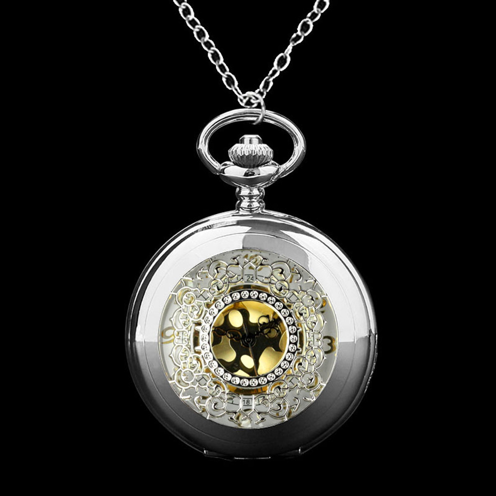 Vintage Style Pocket Watch Pendant Necklace