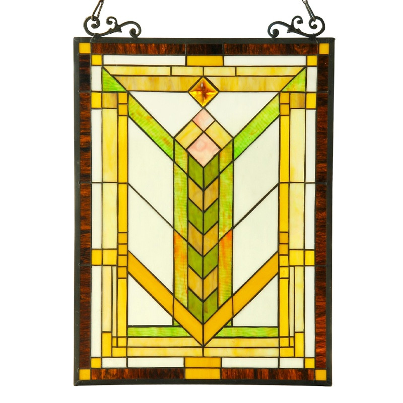 Arts and Crafts Barley Stained Glass Panel