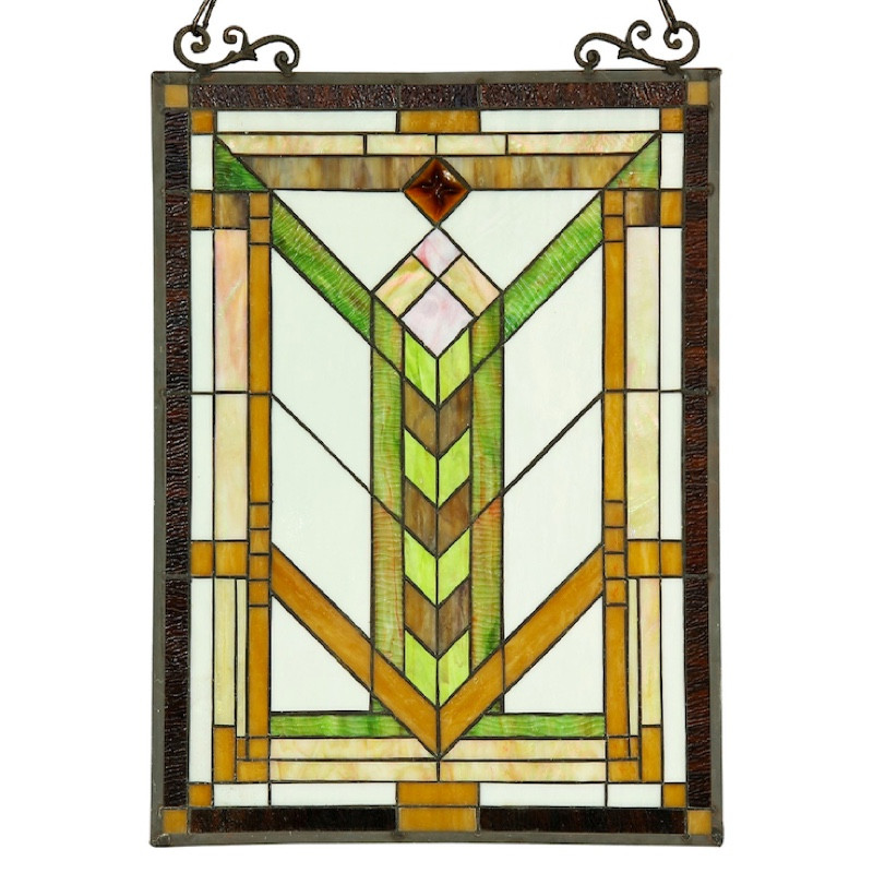 Arts and Crafts Barley Stained Glass Panel