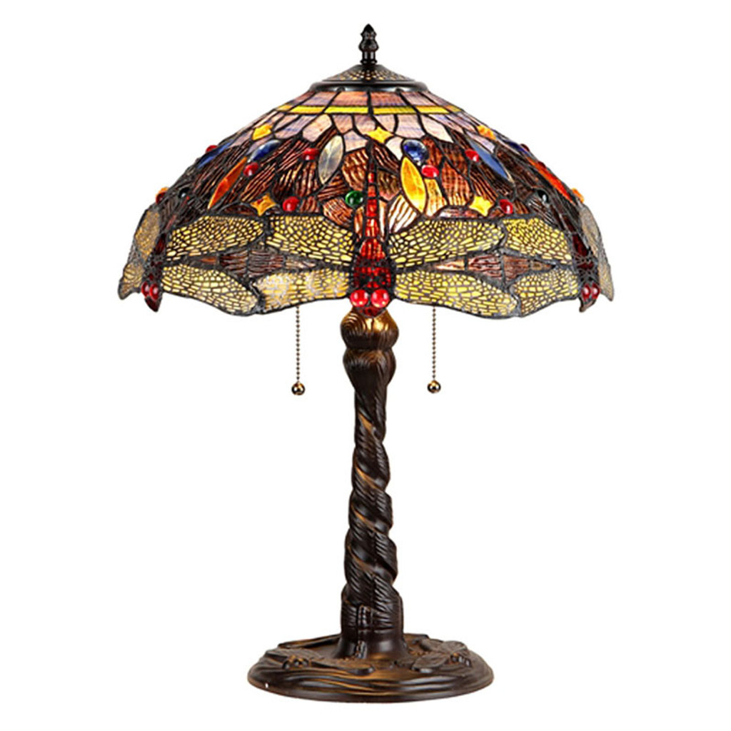 “Dragan” Dragonfly Arts and Crafts Double Light Table Lamp