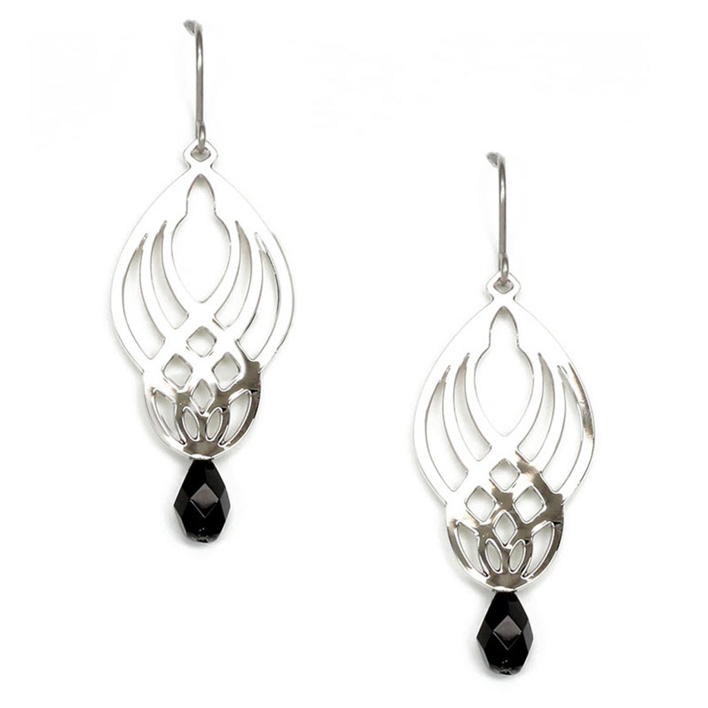 Sullivan Stencil Earrings with Black Bead