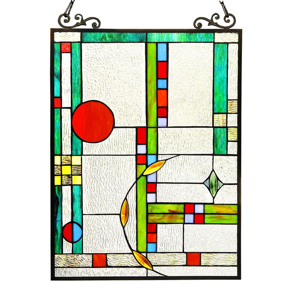 Arts & Crafts Mission Mondriaan Stained Glass Panel