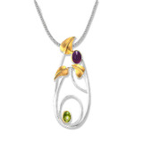 Mackintosh Willowwood Silver, Iolite and Peridot Pendant Necklace 