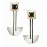 Bauhaus Silver and Black Onyx Earrings