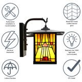 Mission Craftsman Stained Glass Wall Sconce Amber Info