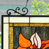 Arts and Crafts Lilies Stained Glass Panel Hanging