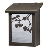 Ginkgo Tree Brass Vertical Mailbox Wispy White