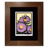 Laura Wilder Bumble Bee & New England Aster Limited Edition Framed Matted Block Print