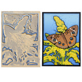 Laura Wilder Buckeye Butterfly & Goldenrod Limited Edition Framed Matted Block Print