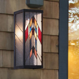 Mission Craftsman Stained Glass Wall Sconce - Chevron