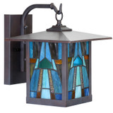 Mission Craftsman Stained Glass Wall Sconce - Aqua