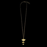 Triple Ginkgo Leaf Bronze Patinated Pendant Necklace by Michael Michaud