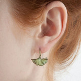 Single Ginkgo Leaf Bronze Earrings by Michael Michaud