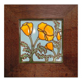 Carly Quinn California Poppies Oak Framed Ceramic Tile