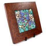 Carly Quinn Columbines Oak Framed Ceramic Tile