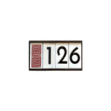 Frank Lloyd Wright Framed White Tile House Numbers With Whirling Arrow Cap Tile