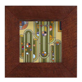 Carly Quinn Frank Lloyd Wright Saguaro Forms Oak Framed Ceramic Tile