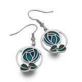 Charles Rennie Mackintosh Rose and Coiled Leaves Earrings Charles Rennie Mackintosh Rose and Coiled Leaves Earrings