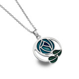 Mackintosh Rose and Coiled Leaves Pendant Necklace Mackintosh Rose and Coiled Leaves Pendant Necklace
