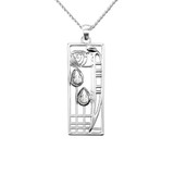 Charles Rennie Mackintosh Lover Sterling Silver CZ Pendant Necklace Charles Rennie Mackintosh Lover Sterling Silver CZ Pendant Necklace
