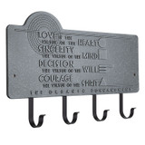 Frank Lloyd Wright Organic Commandments 4-Hook Wall Plaque Pewter