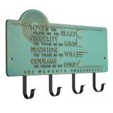 Frank Lloyd Wright Organic Commandments 4-Hook Wall Plaque Bronze Verdigris