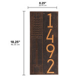 Frank Lloyd Wright Tree of Life Vertical House Number Plaque Dimensions