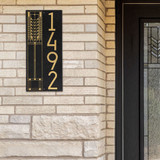 Frank Lloyd Wright Tree of Life Vertical House Number Plaque Black / Gold Style Shot