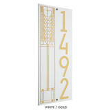 Frank Lloyd Wright Tree of Life Vertical House Number Plaque White / Gold