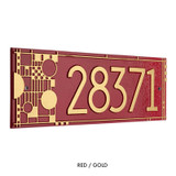 Frank Lloyd Wright Coonley House Number Plaque Red / Gold