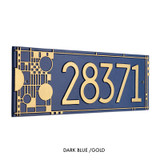 Frank Lloyd Wright Coonley House Number Plaque Dark Blue / Gold