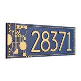 Frank Lloyd Wright Coonley House Number Plaque Dark Blue / Gold