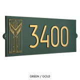 Frank Lloyd Wright Sumac House Number Plaque Green / Gold