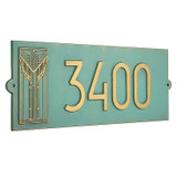 Frank Lloyd Wright Sumac House Number Plaque Bronze Verdigris