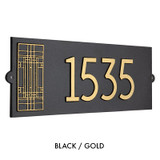 Frank Lloyd Wright Oak Park Modern House Address Plaque Black / Gold