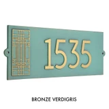 Frank Lloyd Wright Oak Park Modern House Address Plaque Bronze Verdigris