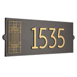 Frank Lloyd Wright Oak Park Modern House Address Plaque Dark Bronze / Gold
