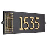 Frank Lloyd Wright Oak Park Modern House Address Plaque Black / Gold