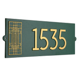 Frank Lloyd Wright Oak Park Modern House Address Plaque Green / Gold