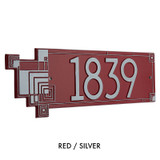 Frank Lloyd Wright Cube Abstractions House Address Plaque Red / Silver