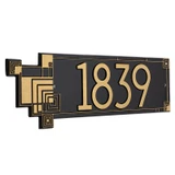 Frank Lloyd Wright Cube Abstractions House Address Plaque Black / Gold